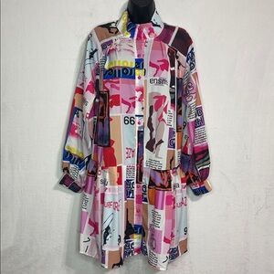 Colorful Graphic Print Shirt Dress by Jennyfer Size: Large